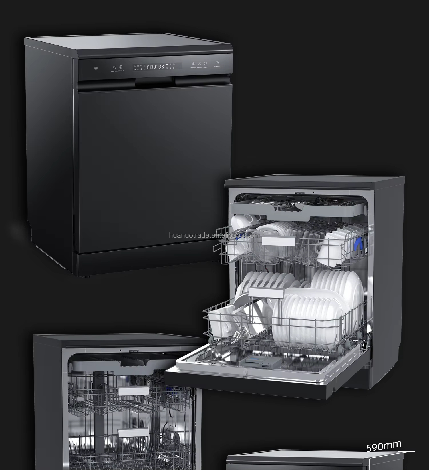 High-efficiency Multi-functional Button Fully Automatic Kitchen Dishwasher with Large Capacity Drying Function