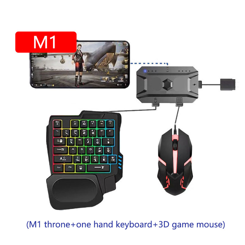 M1 Gaming Keyboard and Mouse BT 5.0 Gaming Combo Rainbow LED Backlit Wired Keyboard Support Mobile Phone