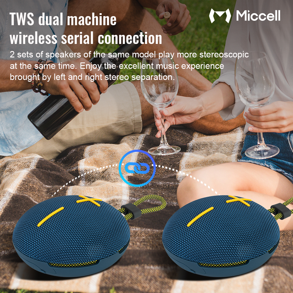 Miccell Portable Mini Speaker Wireless for 5.4 AC Powered High Quality Sound Bass Outdoor Supports TF Card FM USB Radio