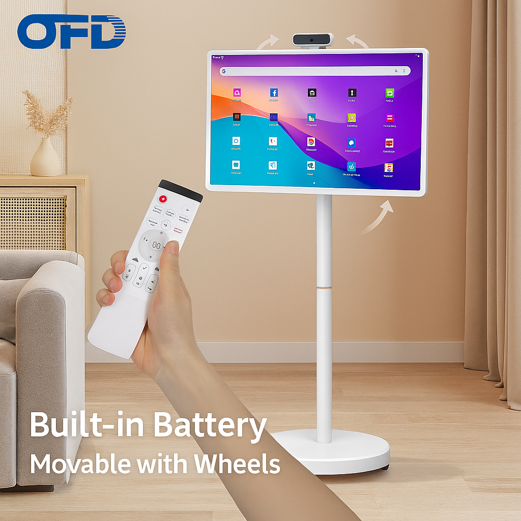 Low Price 32 Inch Portable Smart TV with Stand Android 15 Rotatable LCD Monitor Integrated Tablet PC for Classroom and Office