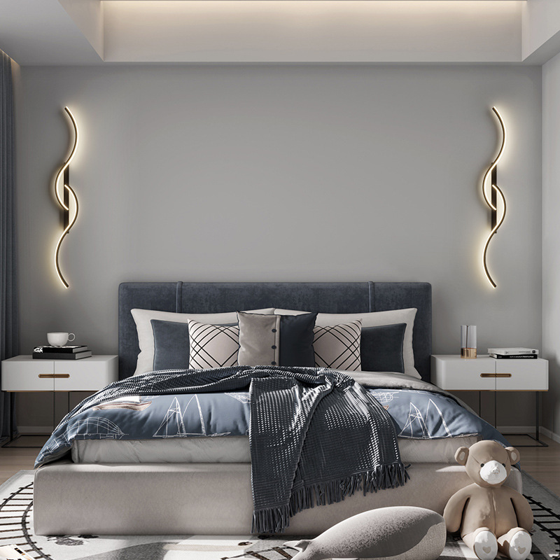 60cm 80cm 100cm Wall Light Bedroom Living Room Long Wall Lamp Bedside Grille Wall Light Modern Long Strip Decorative LampModern