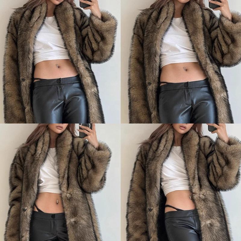 Long Length Faux Fur Coat Women