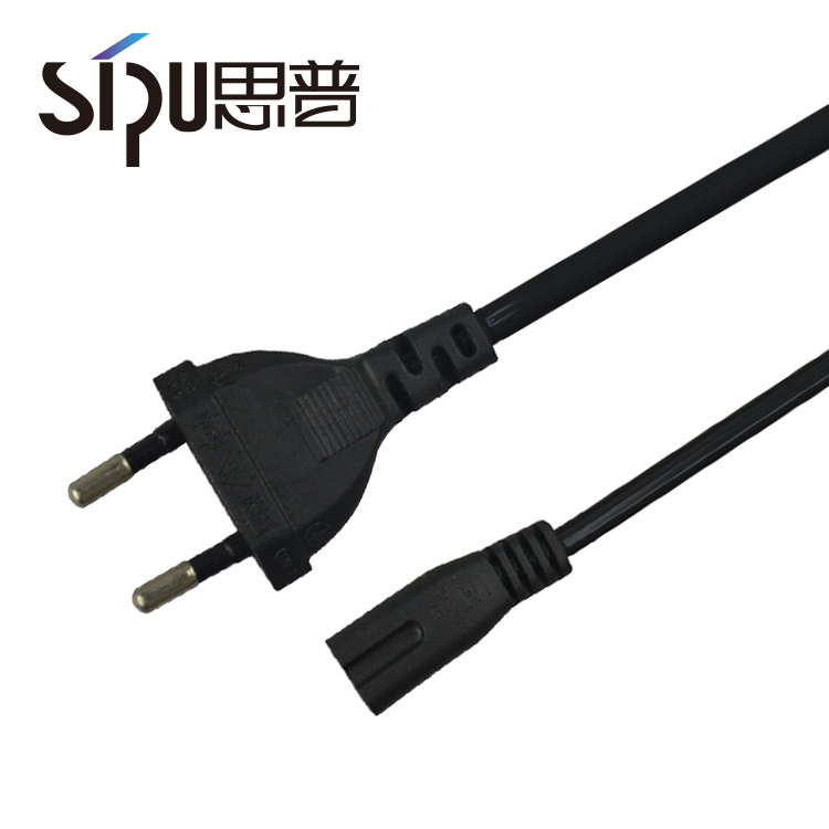 SIPU EU 2 Pin Assembled Plug AC Electric Wire Extension Cable IEC C7 Connector PVC Jacket IP11 Level 1m Power Cord for Computer
