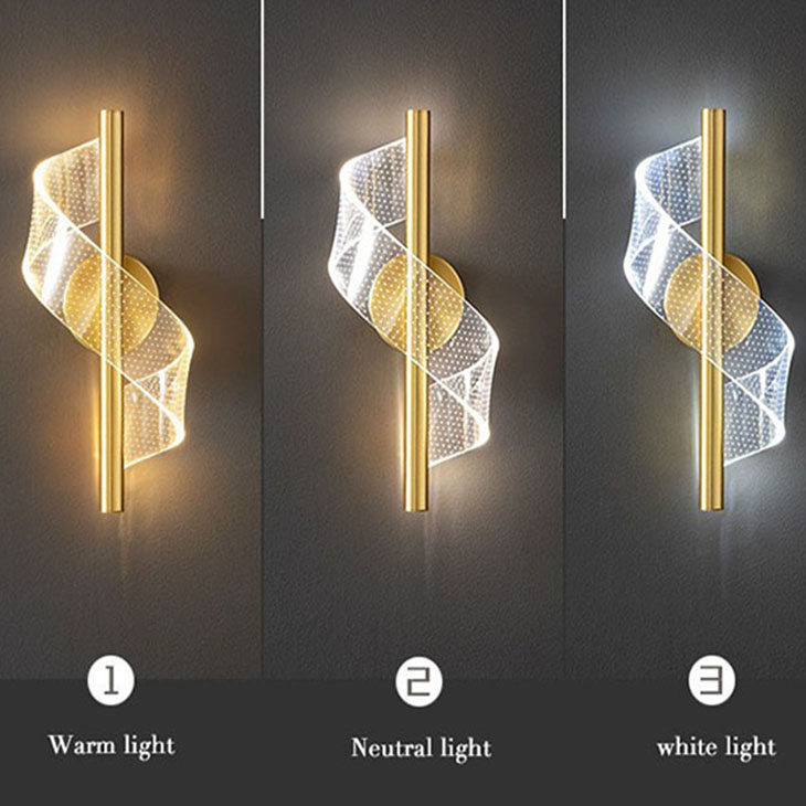 Nordic Design 5W Led Changeable Color Black Golden Acrylic Wall Lamp for Corridor Aisle