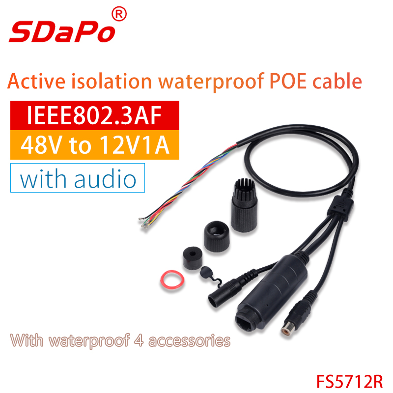 SDAPO FS5712R power over ethernet cord 12V 1500V High voltage isolation Poe cable Poe wire for IP Camera CCTV Accessories