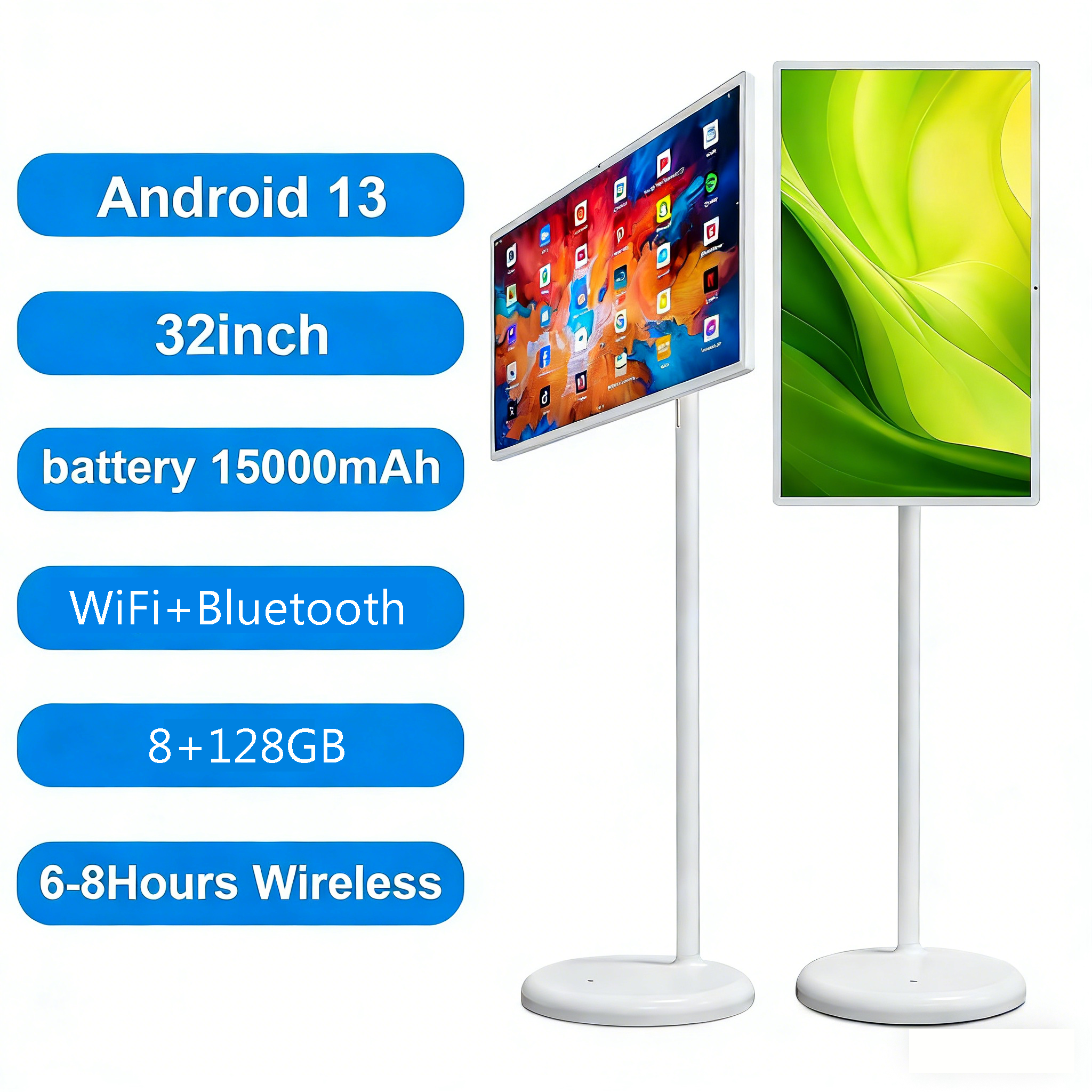 32 Inch HD Wireless Lcd Rotating With Battery Touch Screen Indoor Portable Digital TV for Video Learning