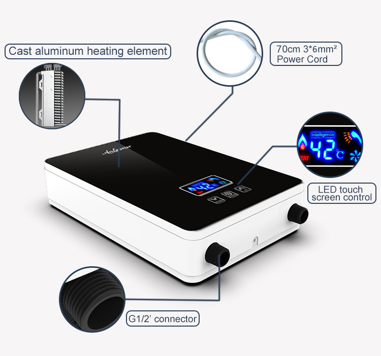 Good Quality 6000W Instant Heating Tankless Hot Multi Point Bathroom Water Heater Shower Instant
