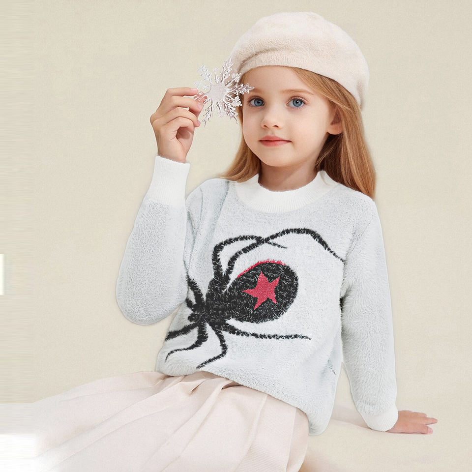 Girls Spider Pattern Fleece Hoodie