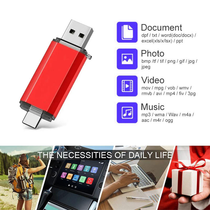 Custom Logo USB3.0 64GB Pendrive Memory Stick Bulk Cheap Metal OTG USB Type-C Flash Drive Disk 8GB 16GB 32GB 128GB