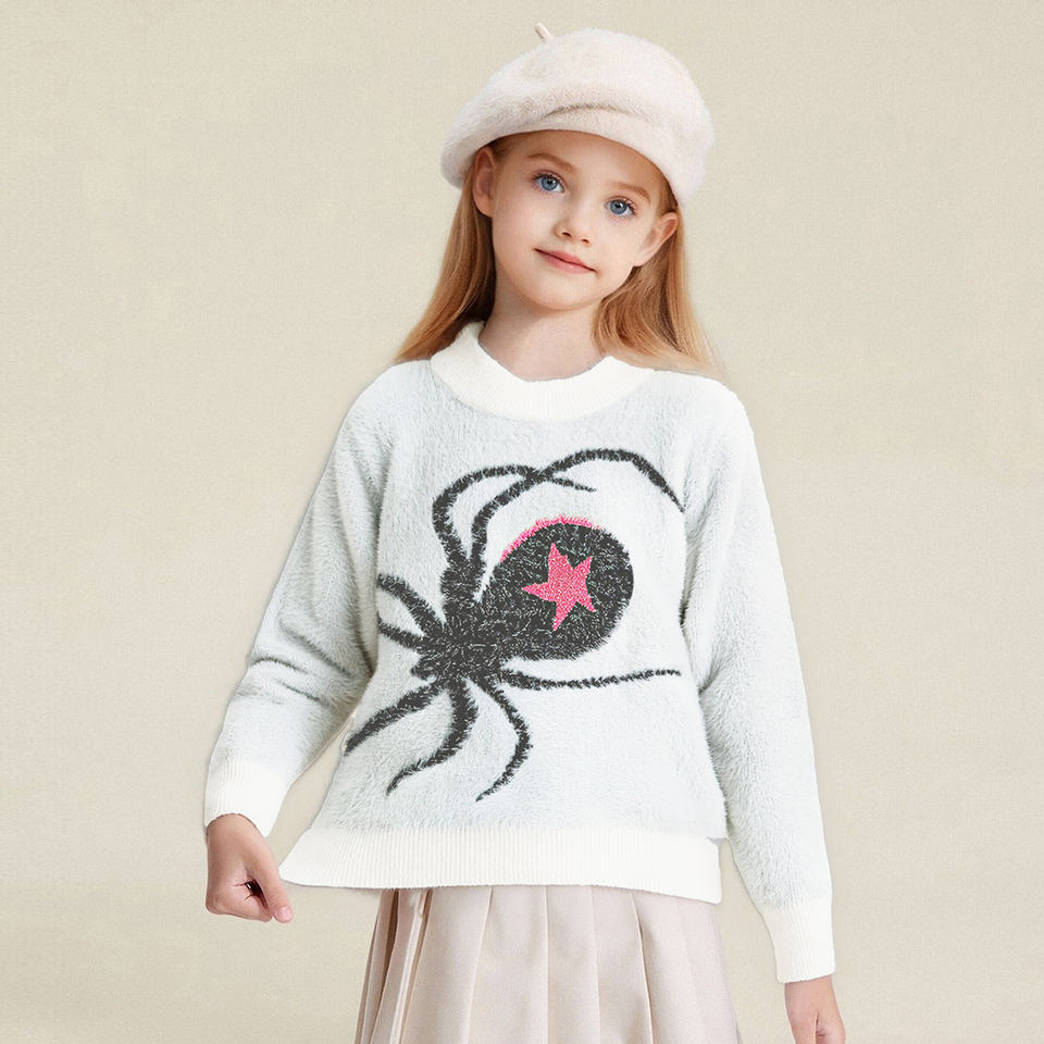 Girls Spider Pattern Fleece Hoodie