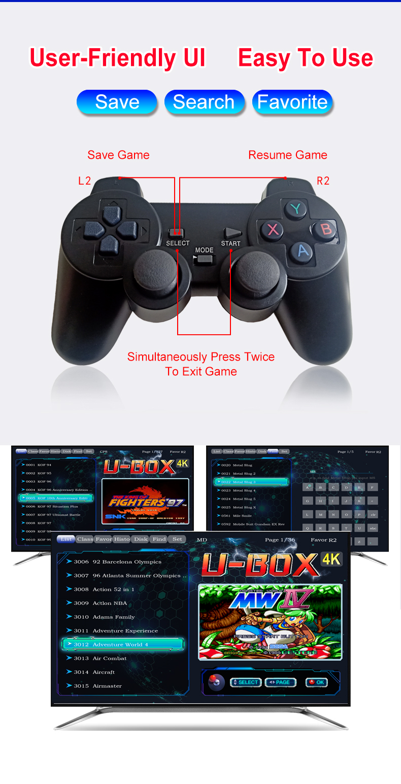 SEM FIO 4K 12000+ Games Wireless USB Joystick Controller 2.4G Support 9 Simulators Output Video Gamepad Inbuilt 4K Games