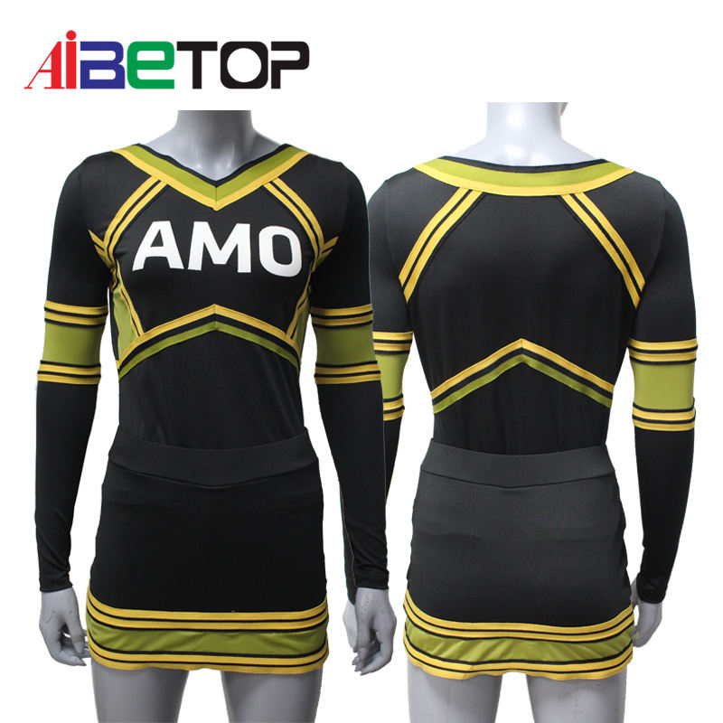 Cheer Dance Performance Uniform Black Yellow