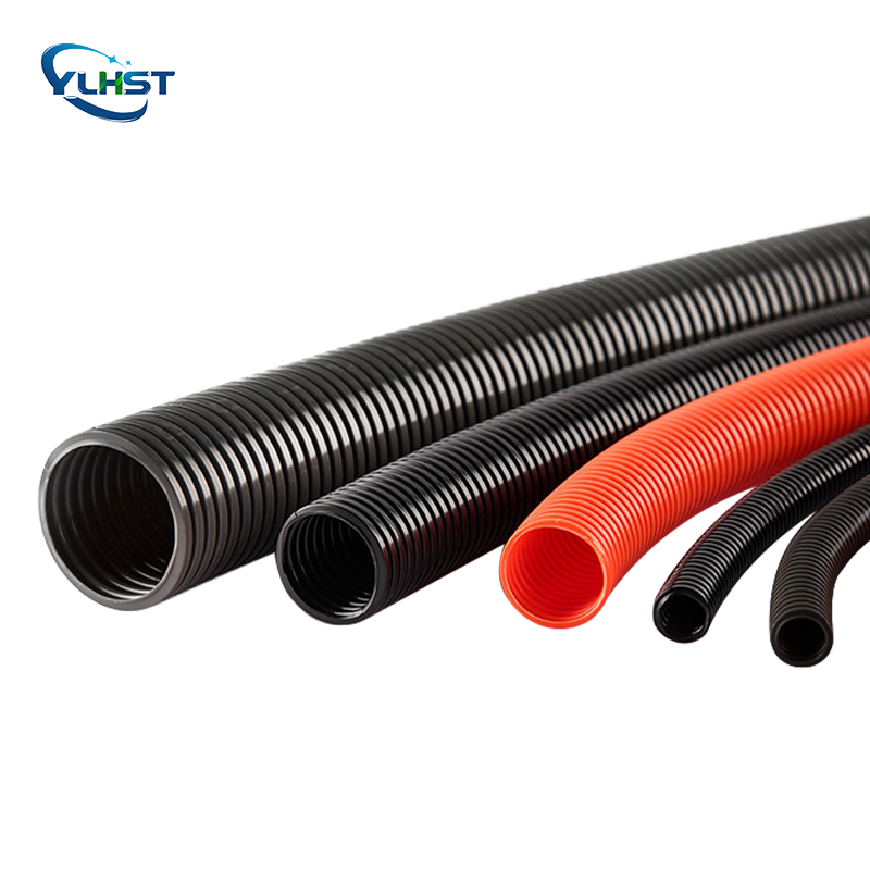 Yilian Pa Nylon Black Orange Flame Fire Resistant Flexible Cable Corrugated Electrical Conduit Pipes Split Wire Loom
