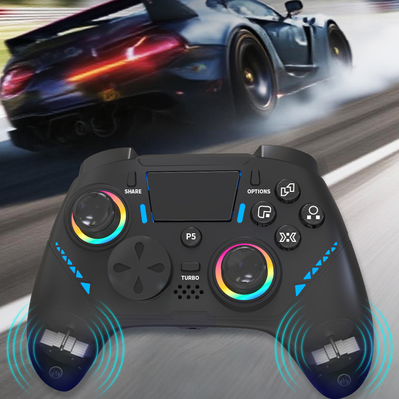 For PS5 Wireless Game Controller RGB Light Joystick Gamepad with Double Shock Hall Effect Trigger for PS4/PS5 Game Console