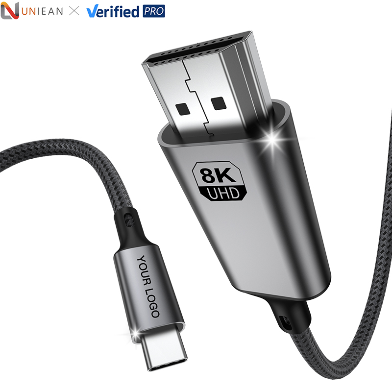UNIEAN Wholesale 2M 3M 4.5M 60hz Video 2.1 UHD to Type-c 4k 8k Type C 48Gbps UHD Usb Data Cables for Tv Iphones to Android