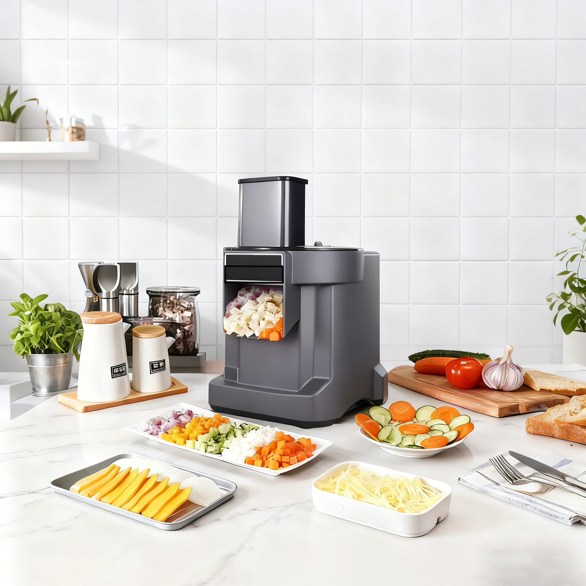 Electric Vegetable Cutter 5 in 1 Vegetable Chopper Food Processor for Commercial Kitchen Equipment Dicing Slicing Machine