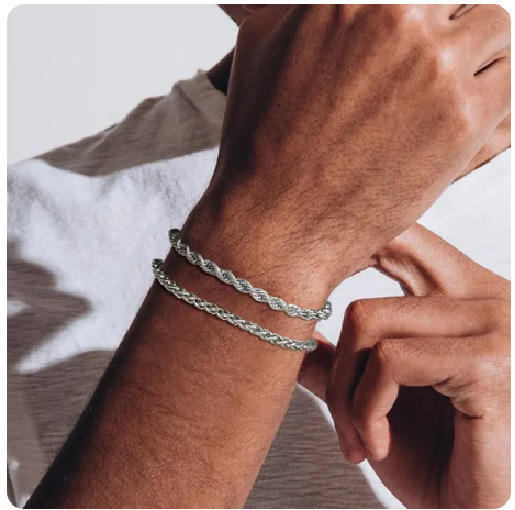 Мужская стальная цепочка с напылением 18k золота