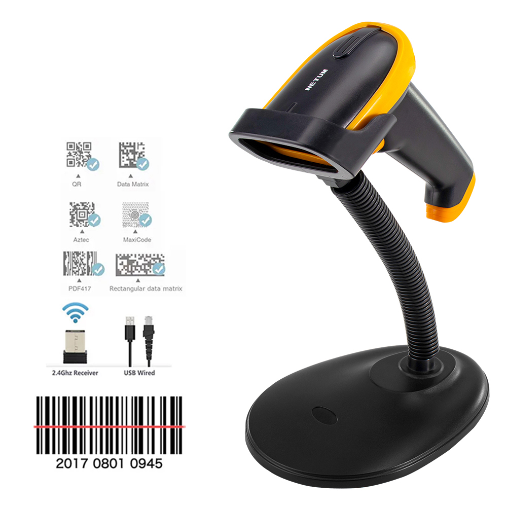 Netum Radall S5 S8 Portable 2D Wireless Barcode Scanner Bar Code Scanner Lecteur Code Barre Gun USB Bar Code Reader