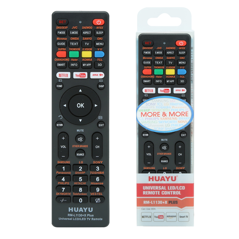 HUAYU RM-L1130+X Plus Black White Universal Tv Remote Control for All Tvs Super General Simple Setup Controller