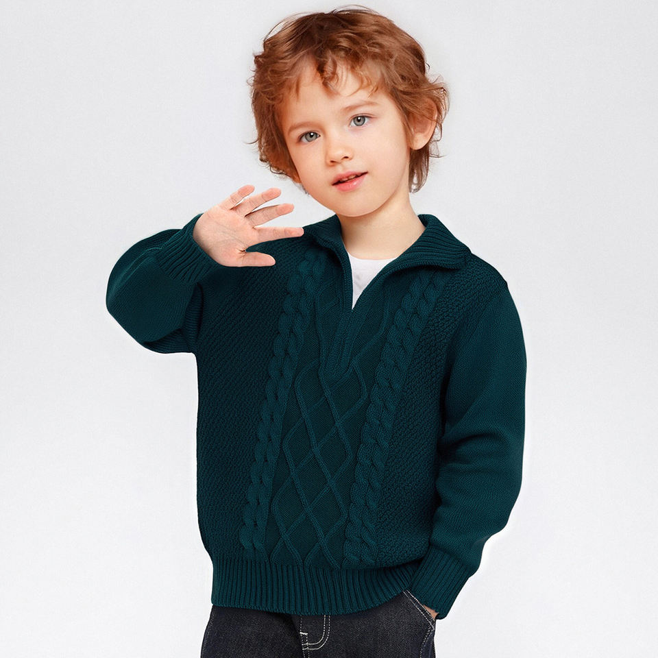 Boys Cable Knit Half Zip