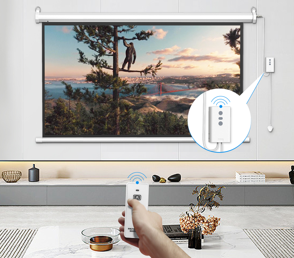 100'' 120''60'' 84'' 72'' 150'' Electronic Projector 4K 16:9 Motorized Projection Screens Alr Matte White Projector Screen