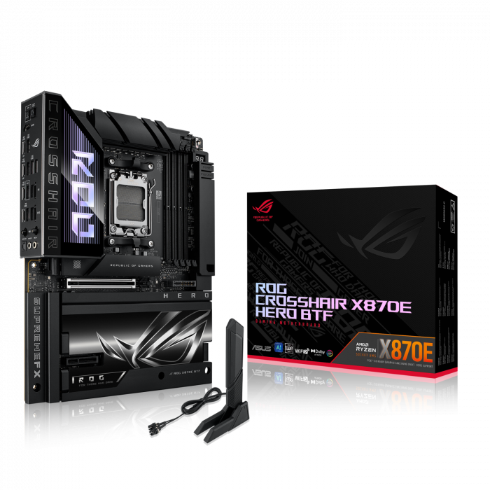 Сист. плата ASUS ROG CROSSHAIR X870E HERO BTF,X870E,AM5,4xDIMM DDR5,2xPCI-E x16 ,5xM.2,4xSATA,HDMI,WIFI7,BOX