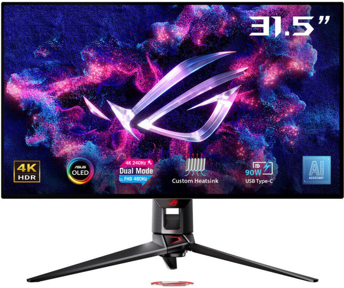 Монитор ASUS ROG Swift OLED PG32UCDP, 32", Standard: 3840x2160 240Hz, Frame Rate Boost: 1920x1080 480Hz, 1300:1