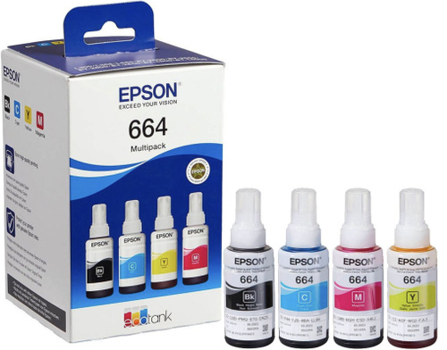 Экономичный набор из четырех контейнеров с чернилами Epson 664 C13T66464A