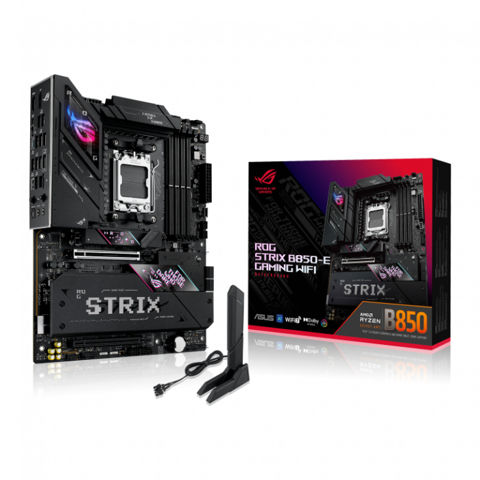 Сист.плата ASUS ROG STRIX B850-E GAMING WIFI, B650, AM5, 4xDDR5, 2xPCI-E x16, 5xM2, SATA, HDMI, DP, USB 4, WIFI7, BOX