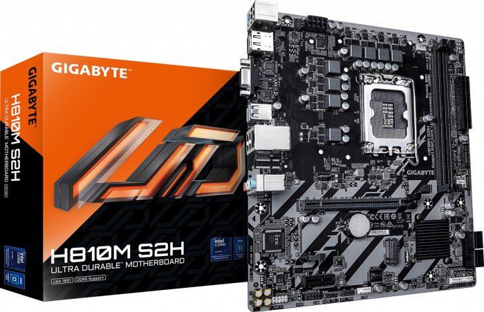 Сист.плата Gigabyte H810M S2H, H810, 1851, 2xDDR5, PCI-E x16, PCI-E x1, M2, HDMI, DP, D-Sub, BOX