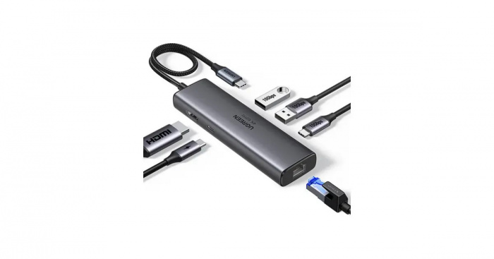 Hub UGREEN CM512 USB-C to HDMI (4K@60Hz) + 2 USB-A 3.2 + USB-C + Gigabit RJ45 + PD (100W)