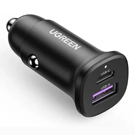 Автомобильное ЗУ Ugreen EC305 1*USB-C PD+USB-A 30W Fast Car Charger, 25845