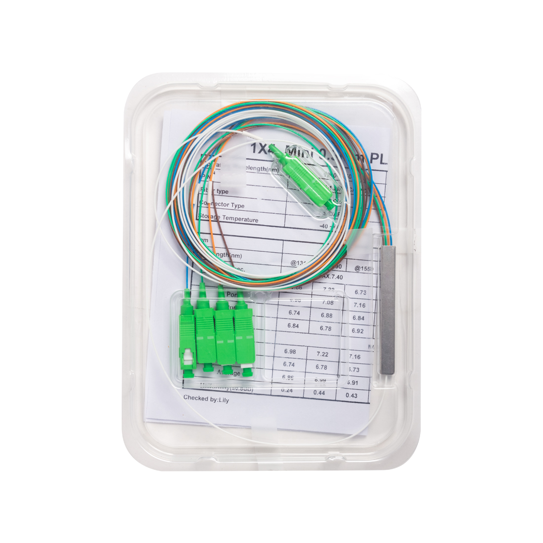 Сплиттер оптоволоконный А-Оптик PLC-1х4 SC/APC-SC/APC 1.5м