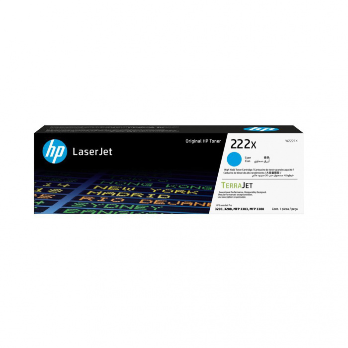 Лазерный картридж HP W2221X голубой (222X) для HP LJ3303/LJ3203 (2500 стр)