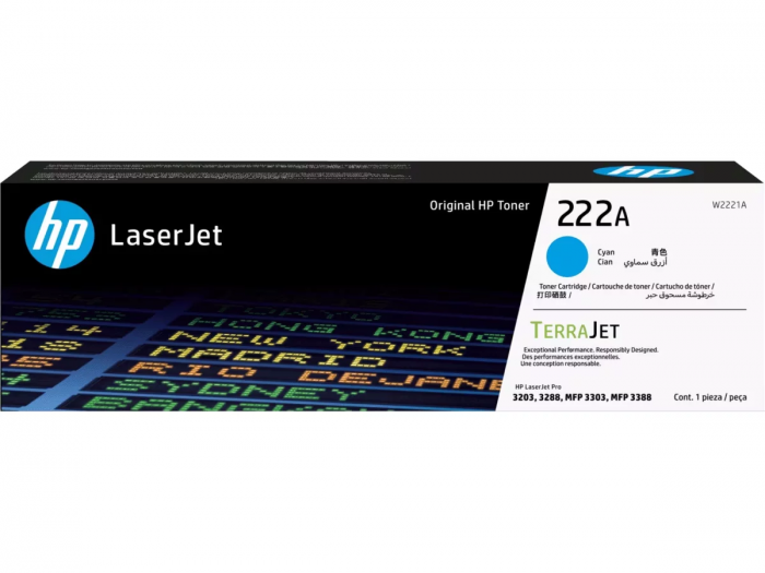 Лазерный картридж HP W2221A голубой 222A для HP LJ3303/LJ3203 (1200 стр)