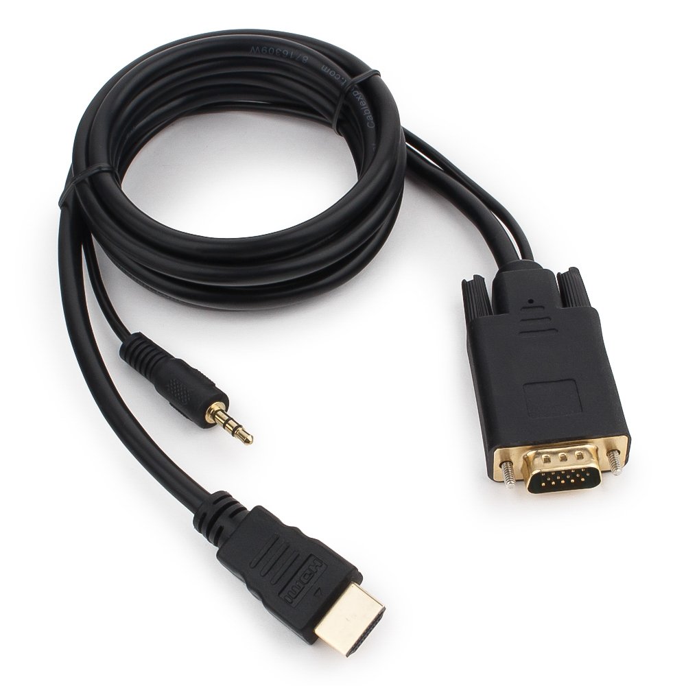 HDMI->VGA кабелі Cablexpert A-HDMI-VGA-03-6, 1.8м, қара, алтынмен қапталған разъемдар