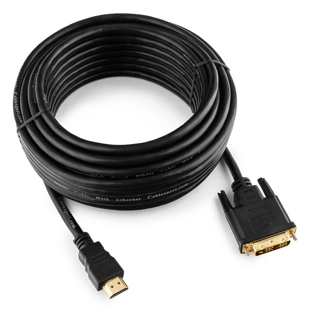 HDMI-DVI-D single link кабелі Cablexpert CC-HDMI-DVI-10MC, 10м, қара