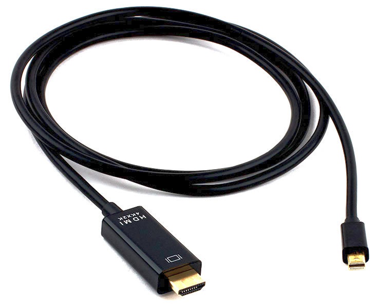 mDP->HDMI кабелі Cablexpert CC-mDP-HDMI-6, 1.8м, 4K, алтын жалғаулар, қара