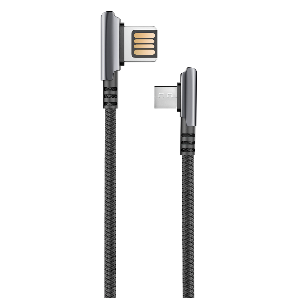 Olmio Handy бұрыштық microUSB кабелі қара