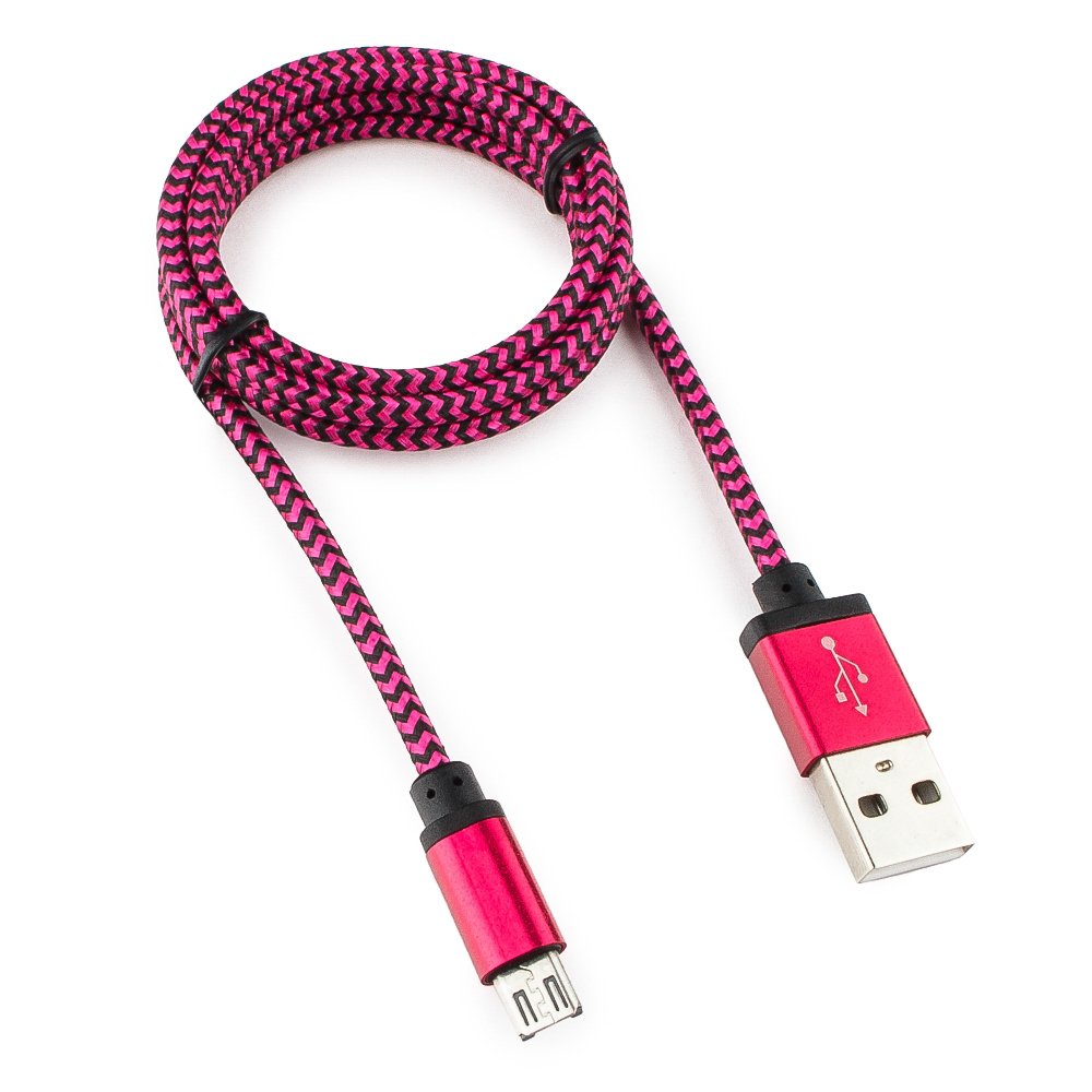 USB 2.0 кабелі Cablexpert CC-mUSB2pe1m, USB-MicroUSB, 1м, нейлон жабы, алюминий қосқыш, күлгін