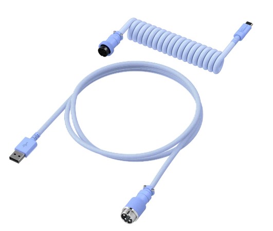 HyperX USB-C Coiled 6J682AA механикалық пернетақта кабелі, ашық күлгін
