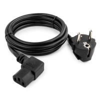 Cablexpert PC-186A-VDE қуат кабелі, 1.8м, Schuko-C13, VDE, 10А, қара, бұрыштық қосқыш, жерге қосу бар