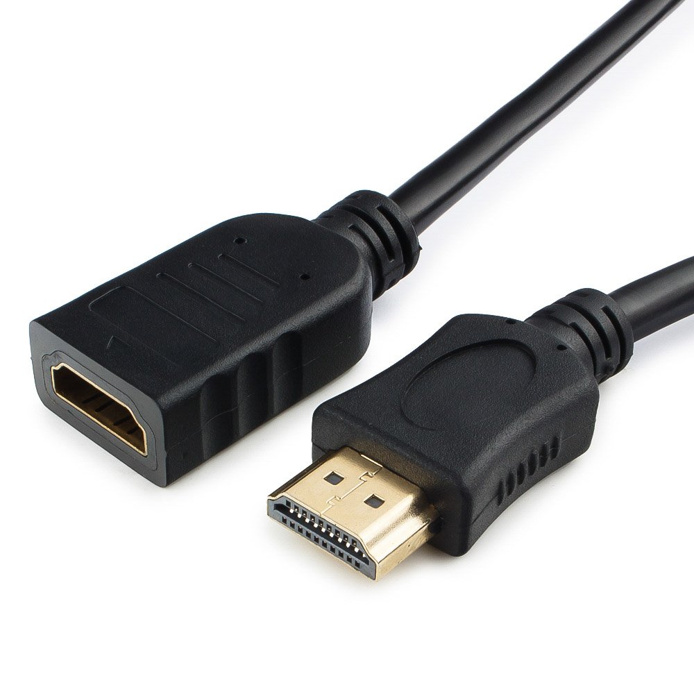 Кабель-удлинитель HDMI Cablexpert CC-HDMI4X-0.5M, 19M/19F, v2.0, медь, позол. контакты, экран, 0.5м