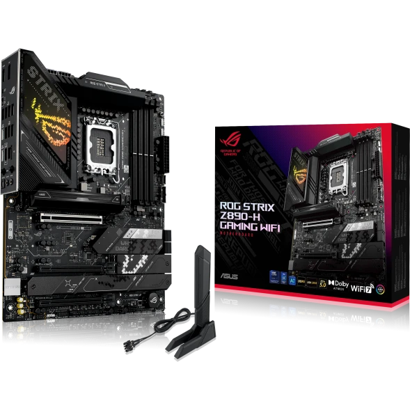 Сист.плата ASUS ROG STRIX Z890-H GAMING WIFI, Z890, 1851, 4xDDR5, 3xPCI-E x16, 4xM2, SATA, DP, HDMI, Wi-Fi 7, BOX