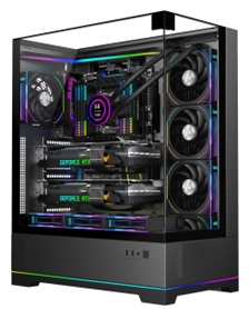 Кейс FSP U691-BP, Panoramic ATX Ultra Tower, ATX(BTF), M-ATX, Mini-ITX, USB3.0 x 2, Type-C, TG, Black