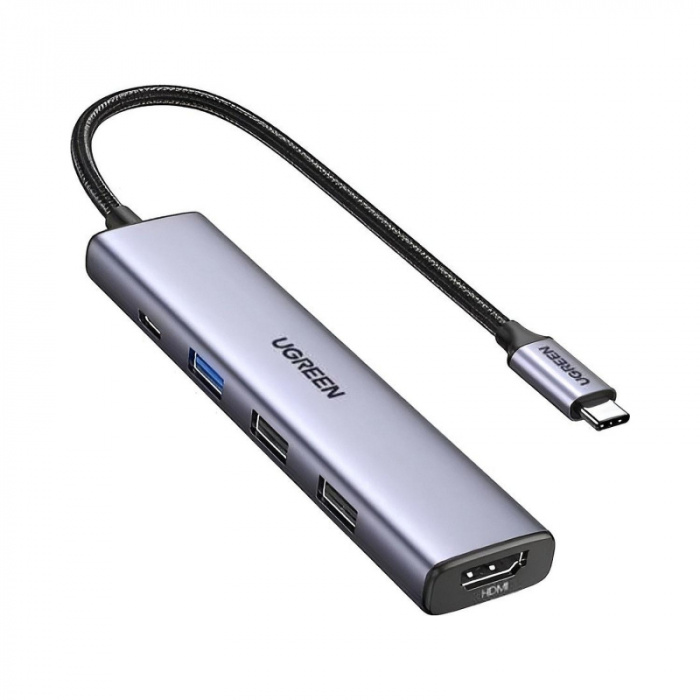 UGREEN CM478 (15495) USB 3.1(m) Type C-ден HDMI/USB 2.0x2/USB 3.0x1/Type C PD 100W конвертері