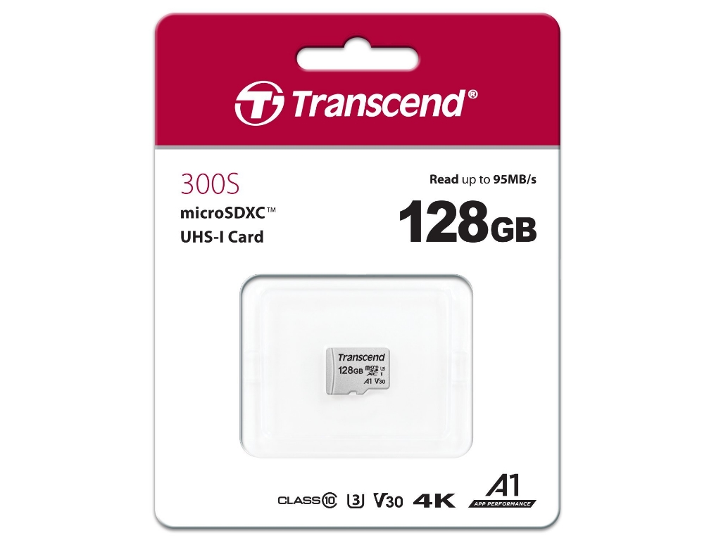 MicroSD 128GB Class 10 U3 Transcend TS128GUSD300S жадна картасы