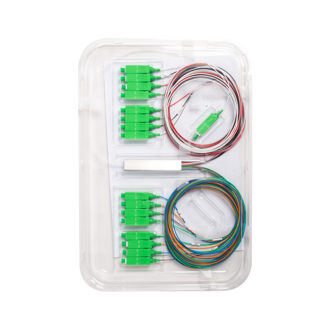 Сплиттер оптоволоконный А-Оптик PLC-1х16 SC/APC 1м SM 1260-1650 0.9мм
