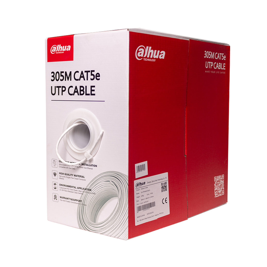 Кабель сетевой, Dahua, DH-PFM920I-5EUN, Cat.5e, UTP, 4x2x1/0.45мм, PVC, 305 м/б