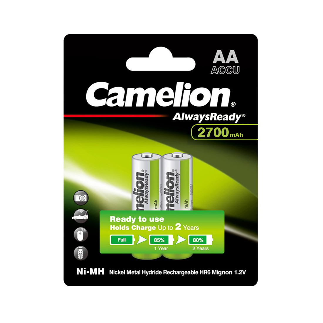 CAMELION NH-AA2700ARBP2 AlwaysReady Ni-MH Rechargeable AA 1.2V 2700 mAh 2 дана блистерде